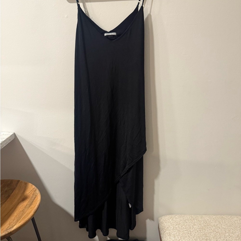 Tart Black Asymmetrical Maxi Slip Dress
